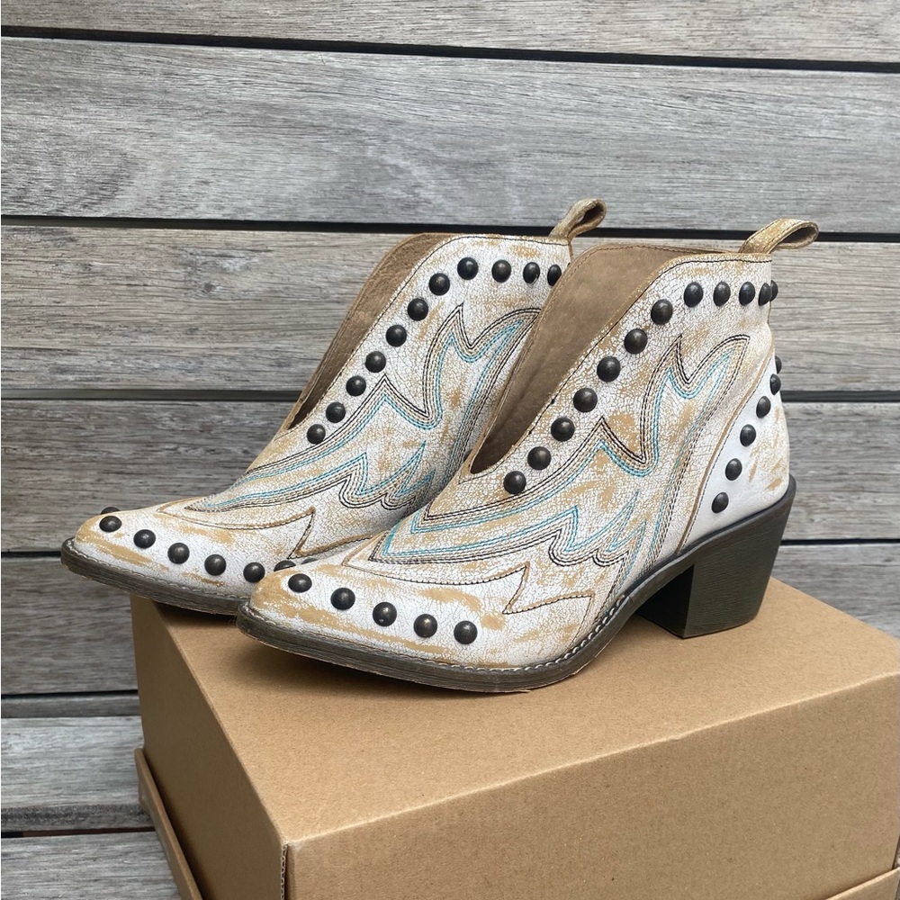 CORRAL Circle G Ladies Booties White Stud
